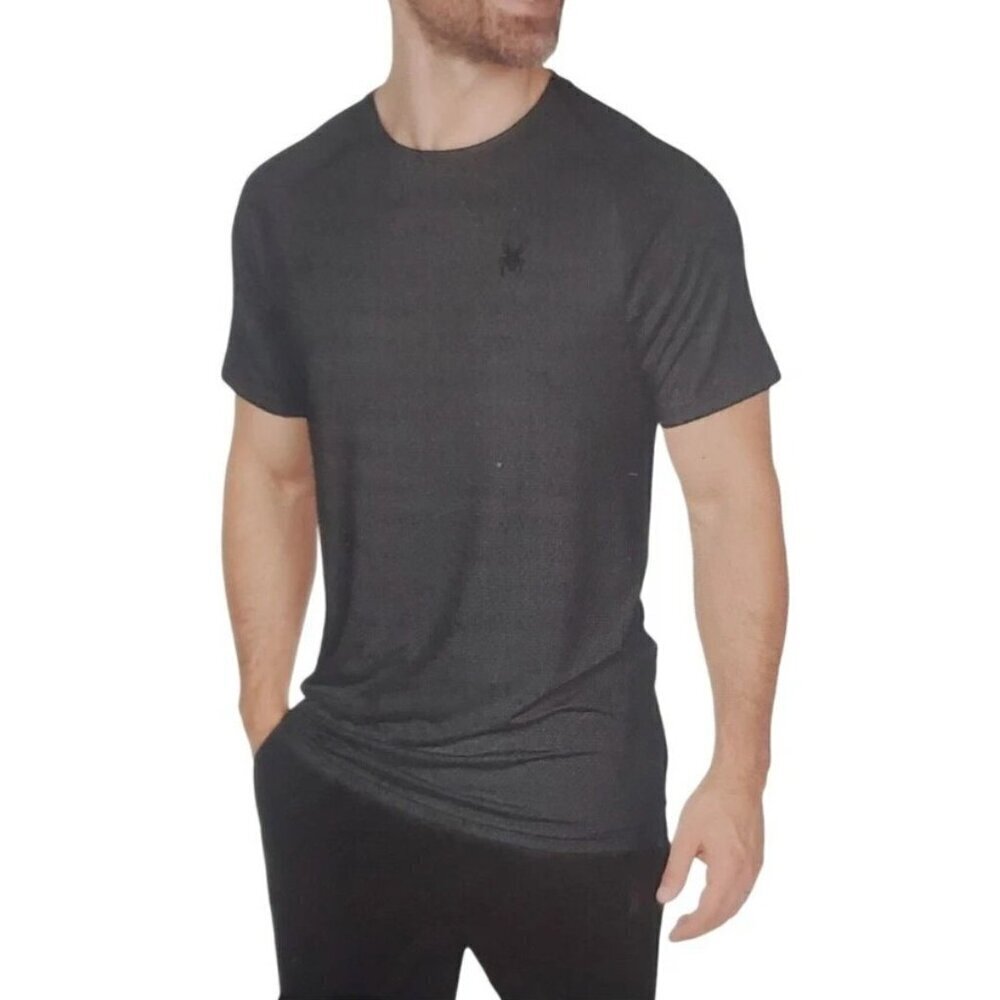 NEW Spyder Active Men's M Gray Short Sleeve Athletic Shirt Polyester/Spandex